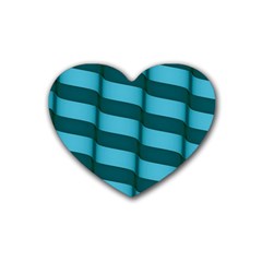 Curtain Stripped Blue Creative Rubber Coaster (Heart) 