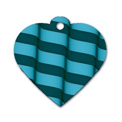 Curtain Stripped Blue Creative Dog Tag Heart (Two Sides)