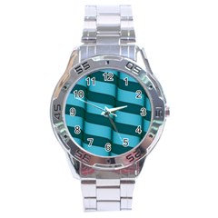 Curtain Stripped Blue Creative Stainless Steel Analogue Watch