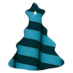 Curtain Stripped Blue Creative Ornament (christmas Tree)  by Nexatart