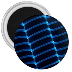 Background Neon Light Glow Blue 3  Magnets by Nexatart