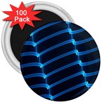 Background Neon Light Glow Blue 3  Magnets (100 pack) Front