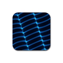 Background Neon Light Glow Blue Rubber Coaster (square)  by Nexatart