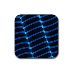 Background Neon Light Glow Blue Rubber Square Coaster (4 Pack)  by Nexatart