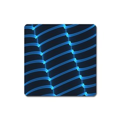 Background Neon Light Glow Blue Square Magnet by Nexatart