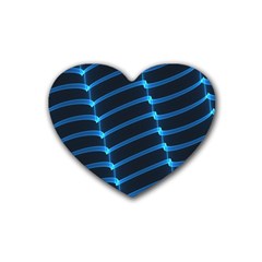 Background Neon Light Glow Blue Heart Coaster (4 Pack)  by Nexatart