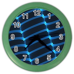 Background Neon Light Glow Blue Color Wall Clocks by Nexatart