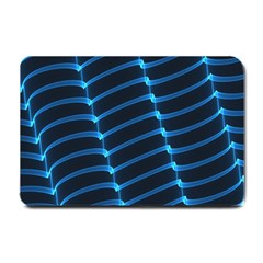 Background Neon Light Glow Blue Small Doormat  by Nexatart