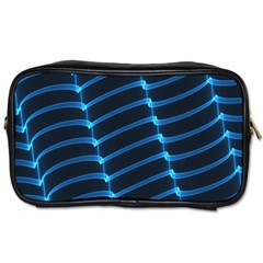 Background Neon Light Glow Blue Toiletries Bags 2-side by Nexatart