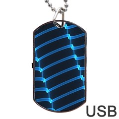 Background Neon Light Glow Blue Dog Tag Usb Flash (one Side) by Nexatart