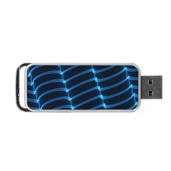 Background Neon Light Glow Blue Portable Usb Flash (one Side) by Nexatart