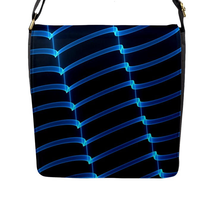 Background Neon Light Glow Blue Flap Messenger Bag (L) 