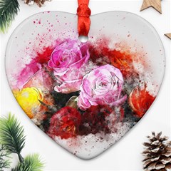 Flowers Roses Wedding Bouquet Art Ornament (heart) by Nexatart