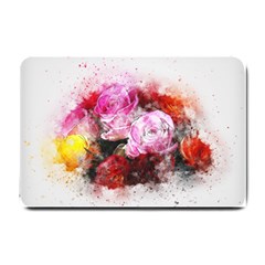 Flowers Roses Wedding Bouquet Art Small Doormat  by Nexatart