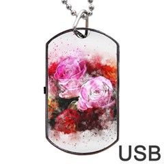 Flowers Roses Wedding Bouquet Art Dog Tag Usb Flash (two Sides) by Nexatart