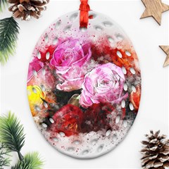 Flowers Roses Wedding Bouquet Art Oval Filigree Ornament (two Sides) by Nexatart