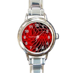 Abstract Red Art Background Digital Round Italian Charm Watch by Nexatart