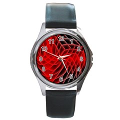 Abstract Red Art Background Digital Round Metal Watch by Nexatart