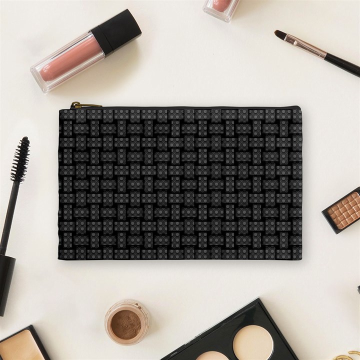 Background Weaving Black Metal Cosmetic Bag (Medium) 