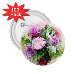 Flowers Roses Bouquet Art Nature 2 25  Buttons (100 Pack)  by Nexatart