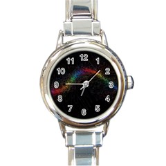 Background Light Glow Lines Colors Round Italian Charm Watch by Nexatart