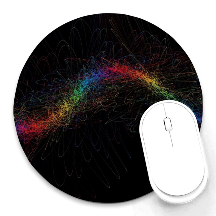 Background Light Glow Lines Colors Round Mousepads