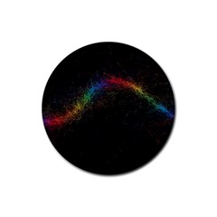 Background Light Glow Lines Colors Rubber Round Coaster (4 pack) 