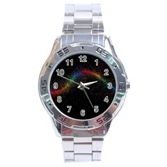 Background Light Glow Lines Colors Stainless Steel Analogue Watch