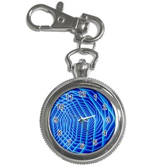 Blue Background Light Glow Abstract Art Key Chain Watches by Nexatart