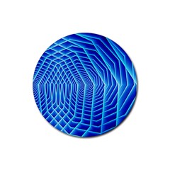 Blue Background Light Glow Abstract Art Rubber Coaster (round)  by Nexatart