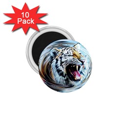 Tiger Animal Art Swirl Decorative 1 75  Magnets (10 Pack)  by Nexatart