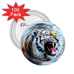 Tiger Animal Art Swirl Decorative 2 25  Buttons (100 Pack)  by Nexatart