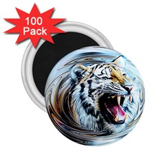 Tiger Animal Art Swirl Decorative 2 25  Magnets (100 Pack)  by Nexatart