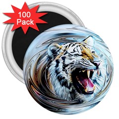 Tiger Animal Art Swirl Decorative 3  Magnets (100 Pack) by Nexatart