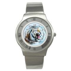 Tiger Animal Art Swirl Decorative Stainless Steel Watch by Nexatart