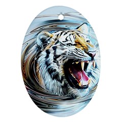 Tiger Animal Art Swirl Decorative Oval Ornament (two Sides) by Nexatart