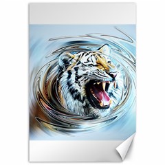 Tiger Animal Art Swirl Decorative Canvas 24  X 36  by Nexatart