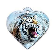 Tiger Animal Art Swirl Decorative Dog Tag Heart (one Side)