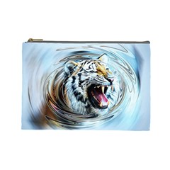 Tiger Animal Art Swirl Decorative Cosmetic Bag (large)  by Nexatart