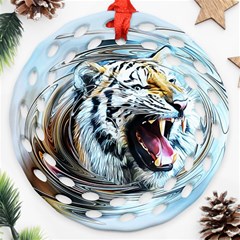 Tiger Animal Art Swirl Decorative Ornament (round Filigree) by Nexatart