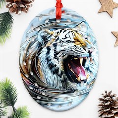 Tiger Animal Art Swirl Decorative Ornament (oval Filigree) by Nexatart