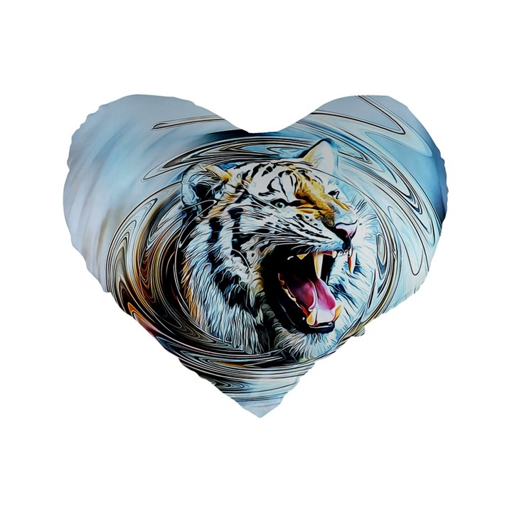 Tiger Animal Art Swirl Decorative Standard 16  Premium Heart Shape Cushions