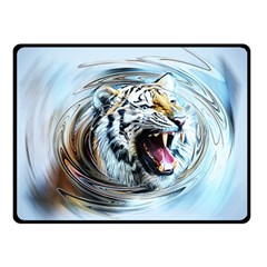 Tiger Animal Art Swirl Decorative Double Sided Fleece Blanket (small)  by Nexatart