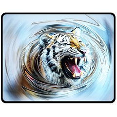 Tiger Animal Art Swirl Decorative Double Sided Fleece Blanket (medium)  by Nexatart