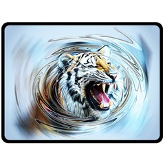 Tiger Animal Art Swirl Decorative Double Sided Fleece Blanket (large)  by Nexatart