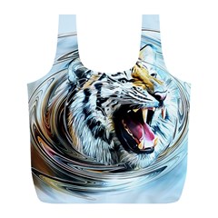 Tiger Animal Art Swirl Decorative Full Print Recycle Bags (l)  by Nexatart