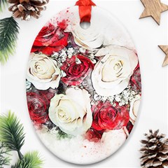 Flowers Roses Bouquet Art Nature Ornament (oval) by Nexatart