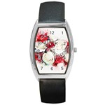 Flowers Roses Bouquet Art Nature Barrel Style Metal Watch Front