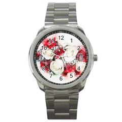 Flowers Roses Bouquet Art Nature Sport Metal Watch by Nexatart