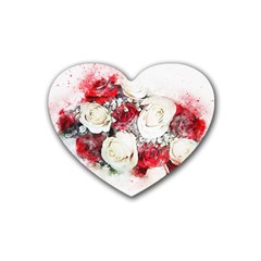 Flowers Roses Bouquet Art Nature Heart Coaster (4 Pack)  by Nexatart